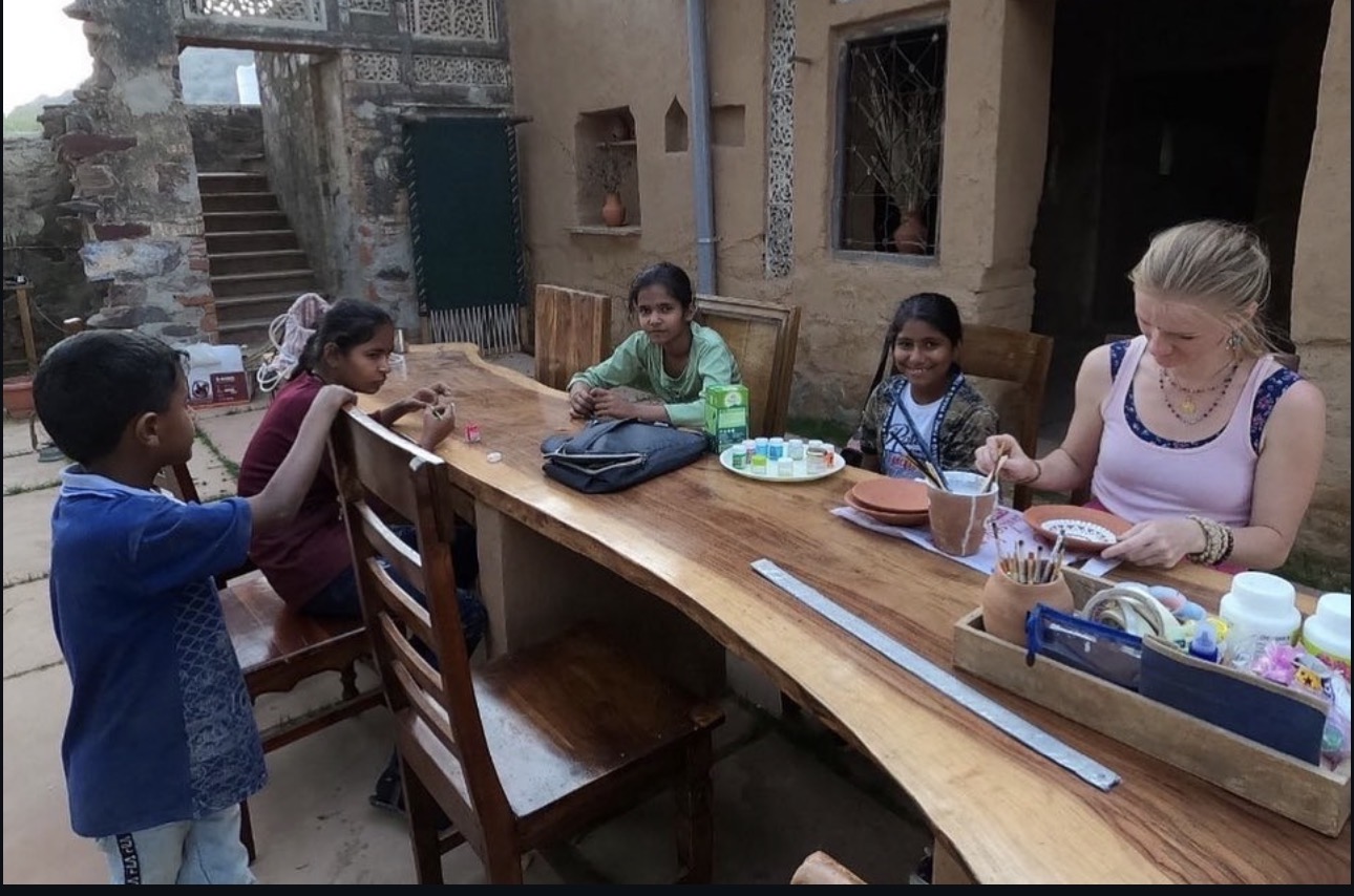 Art and pottery sessions with village children